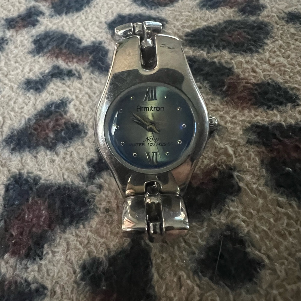Armitron Silver Watch with Blue Dial